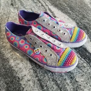(1) Skechers Laceless Sneakers with Gems Hippie Rainbow Colorful Bejeweled